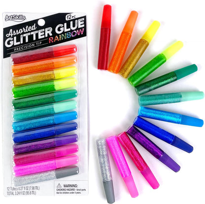 ArtSkills Puffy Neon Jumbo Rainbow Glitter Glue Pens, 5 count