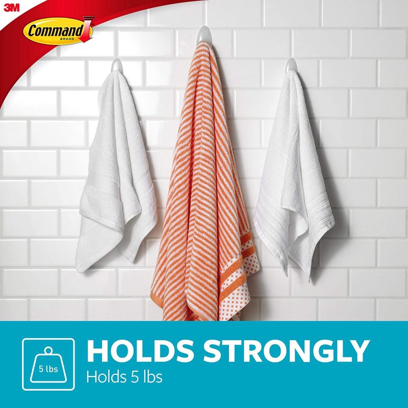 Command Large Bath Towel Hook - White, 1 Hook + 1 Strip