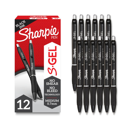 Sharpie S-Gel  Medium Point (0.7mm) Gel Pens, Black Ink , 2-count