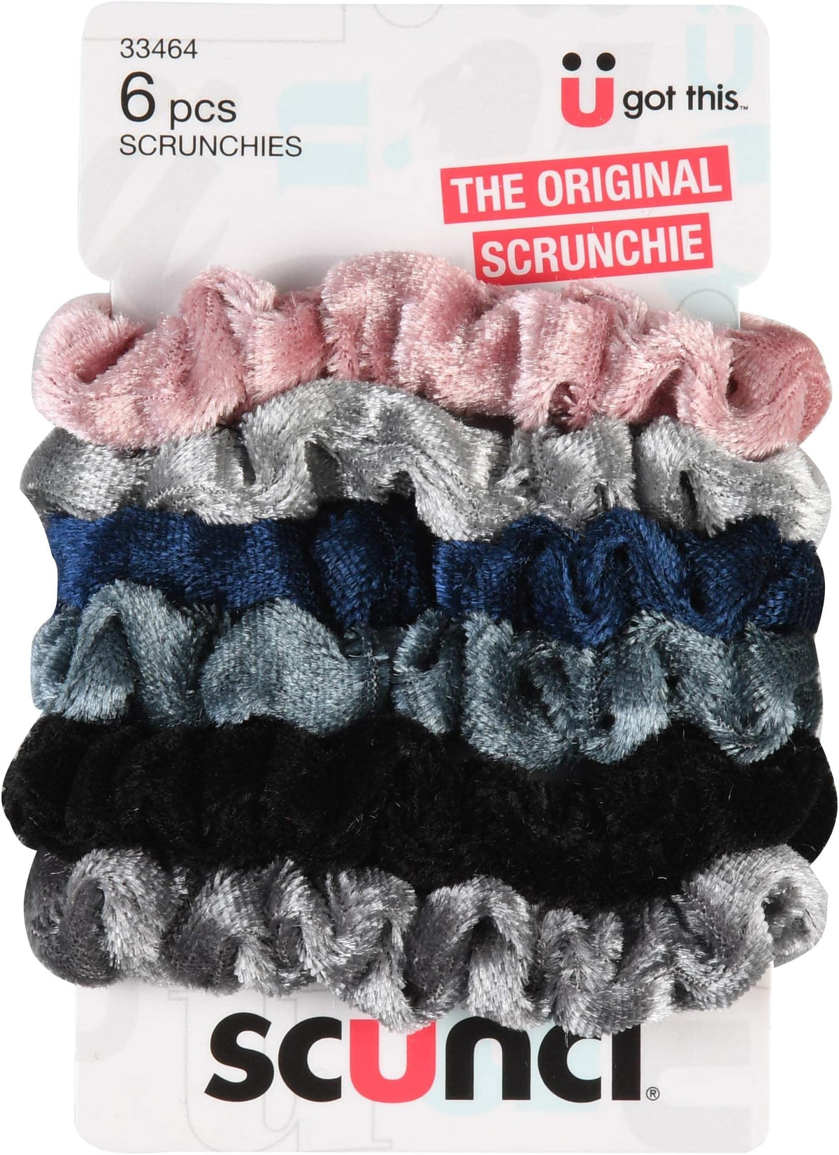scünci Velvet Scrunchies with Pearl Charm, 3 count
