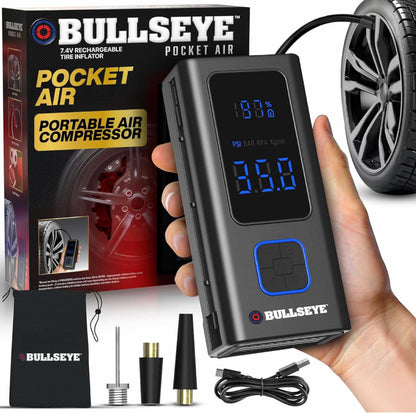 Bell + Howell Bullseye Pro Portable Rechargeable Tire Inflator with Digital Pressure Gauge