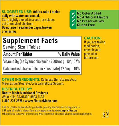 VIT B12 2500MCG FOL FSTDS TAB 60 NAT TRU