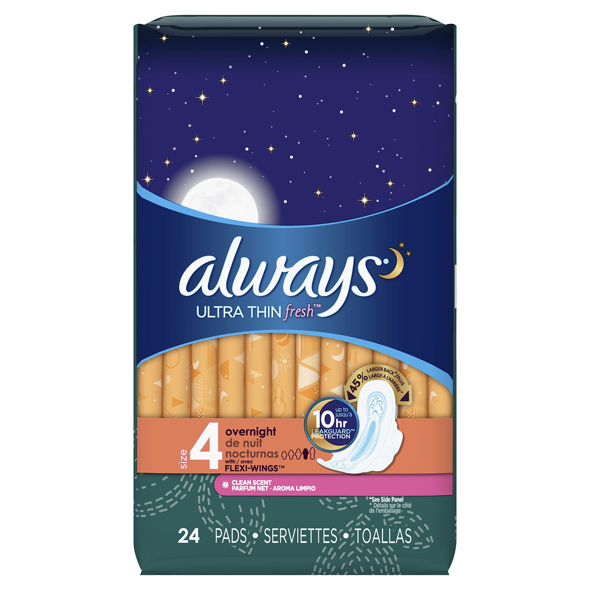 Always Pads Size 4 Ultra Thin 26 Count Overnight