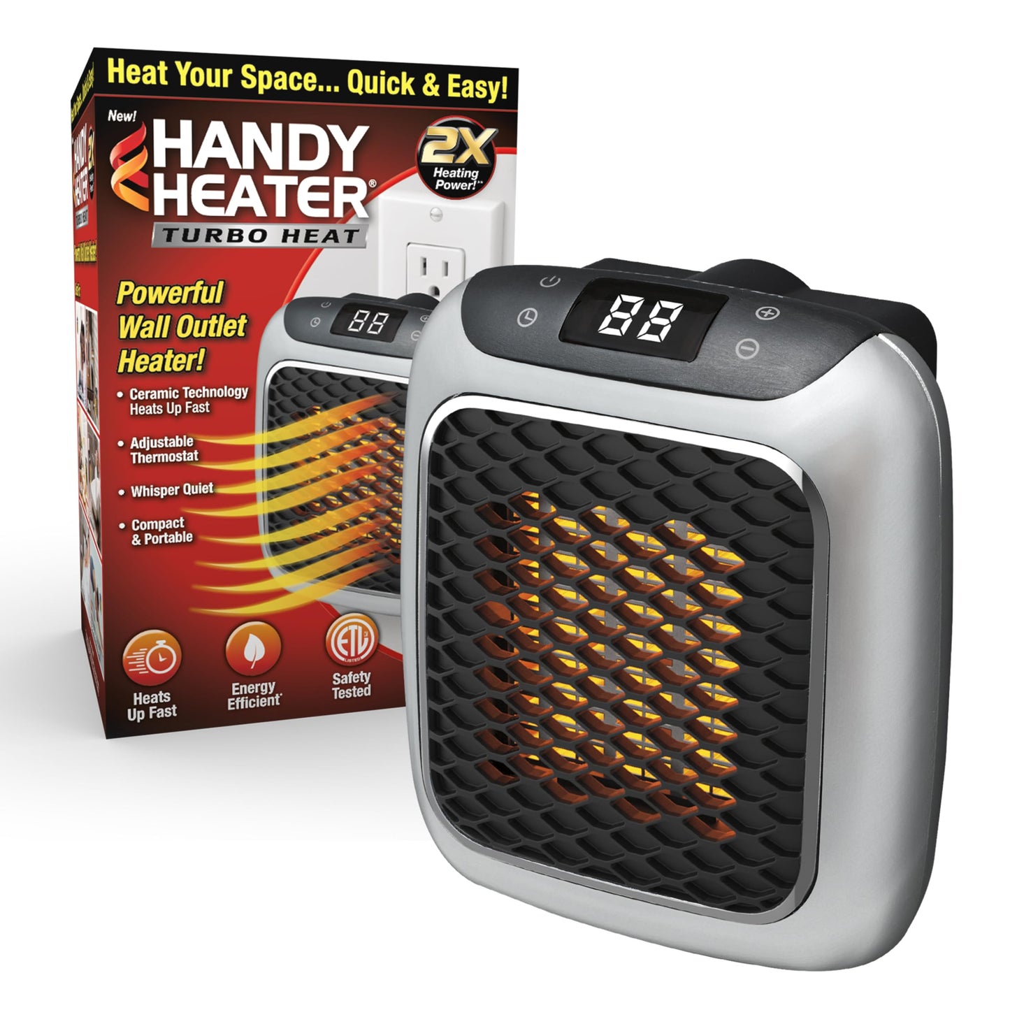 As Seen on TV Handy Heater Turbo 800 Wall-Outlet Space Heater. - 1.0 CT