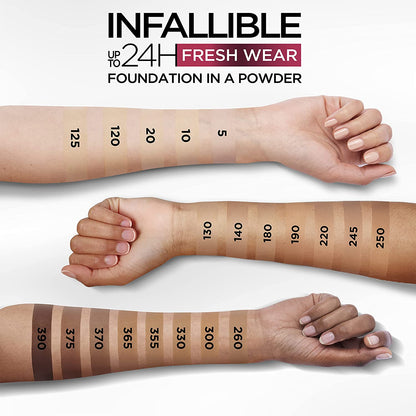 L'ORÉAL PARIS Infallible Up to 24H Fresh Wear Foundation in a Powder, matte finish, 020 Ivory, 0.31 oz