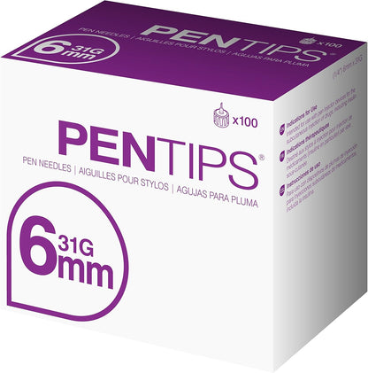 PENTIPS PEN NEEDLES 6MMX32G 100CT