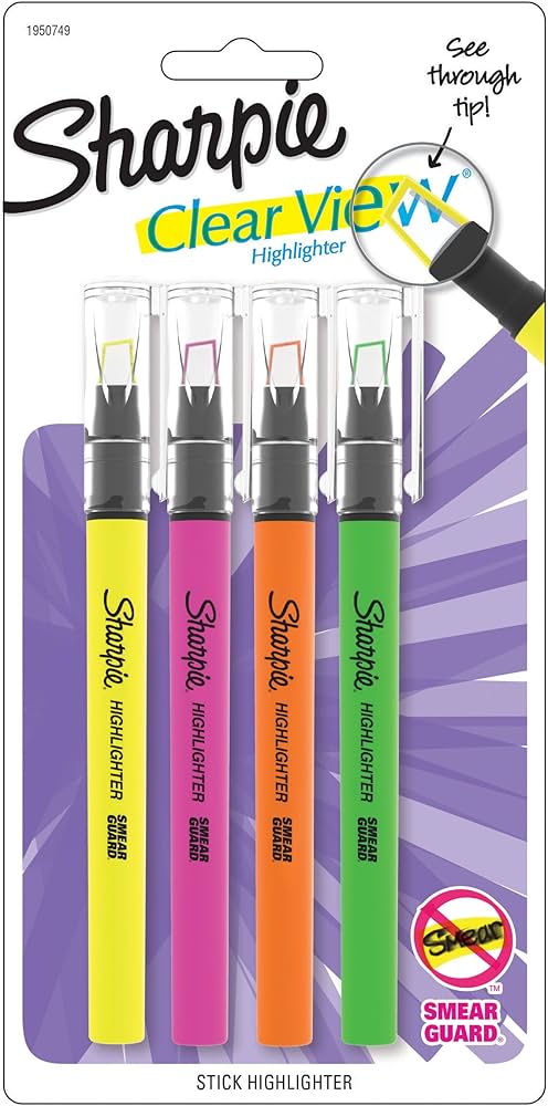 Sharpie Clear View Highlighter Stick - Yellow, 3 count