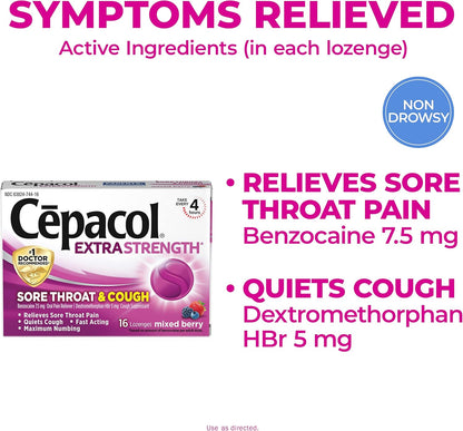 CEPACOL ES LOZ SORE THRT/CGH BERRY 16CT