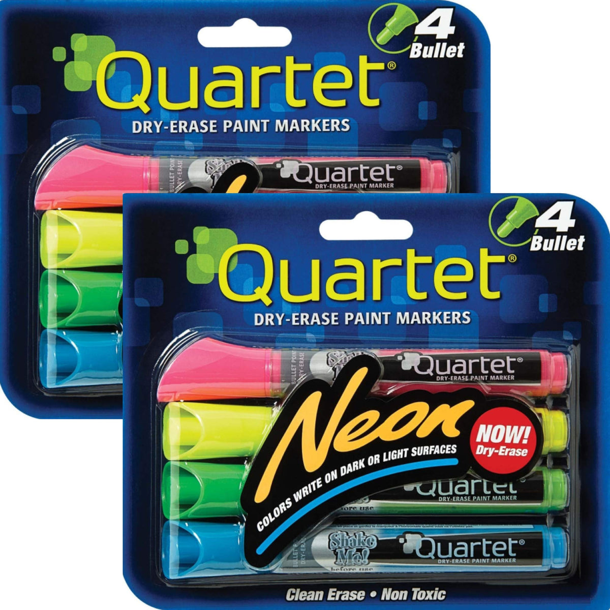 Quartet Neon Dry-Erase Markers Bullet Tip  Assorted Colors -4 Pk