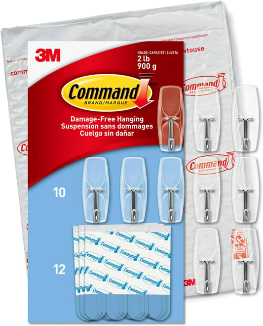 Command Medium Decorative Wall Hooks - Clear, 2 Hooks + 4 Strips
