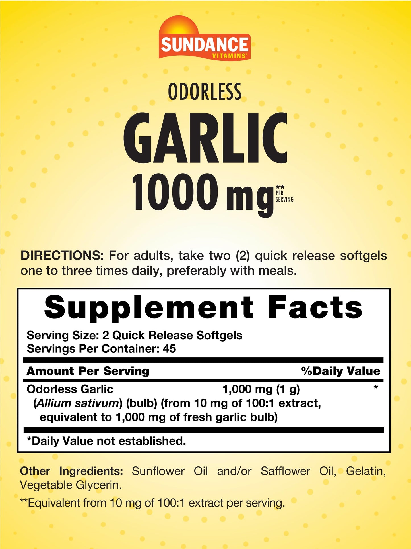 SUNDANCE GARLIC GC 1000MG 90