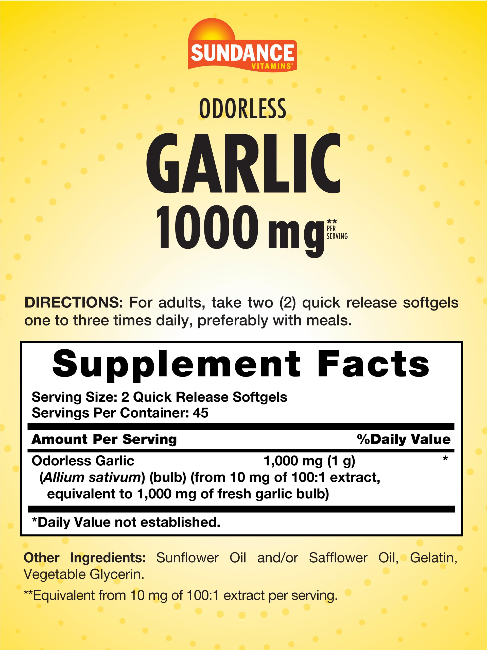GARLIC ODRLES 1000MG SOFTGL 250CT SUNDWN
