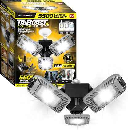Bell + Howell TriBurst Multi-Directional LED 3 Panel Ceiling Light, 2000 Lumens