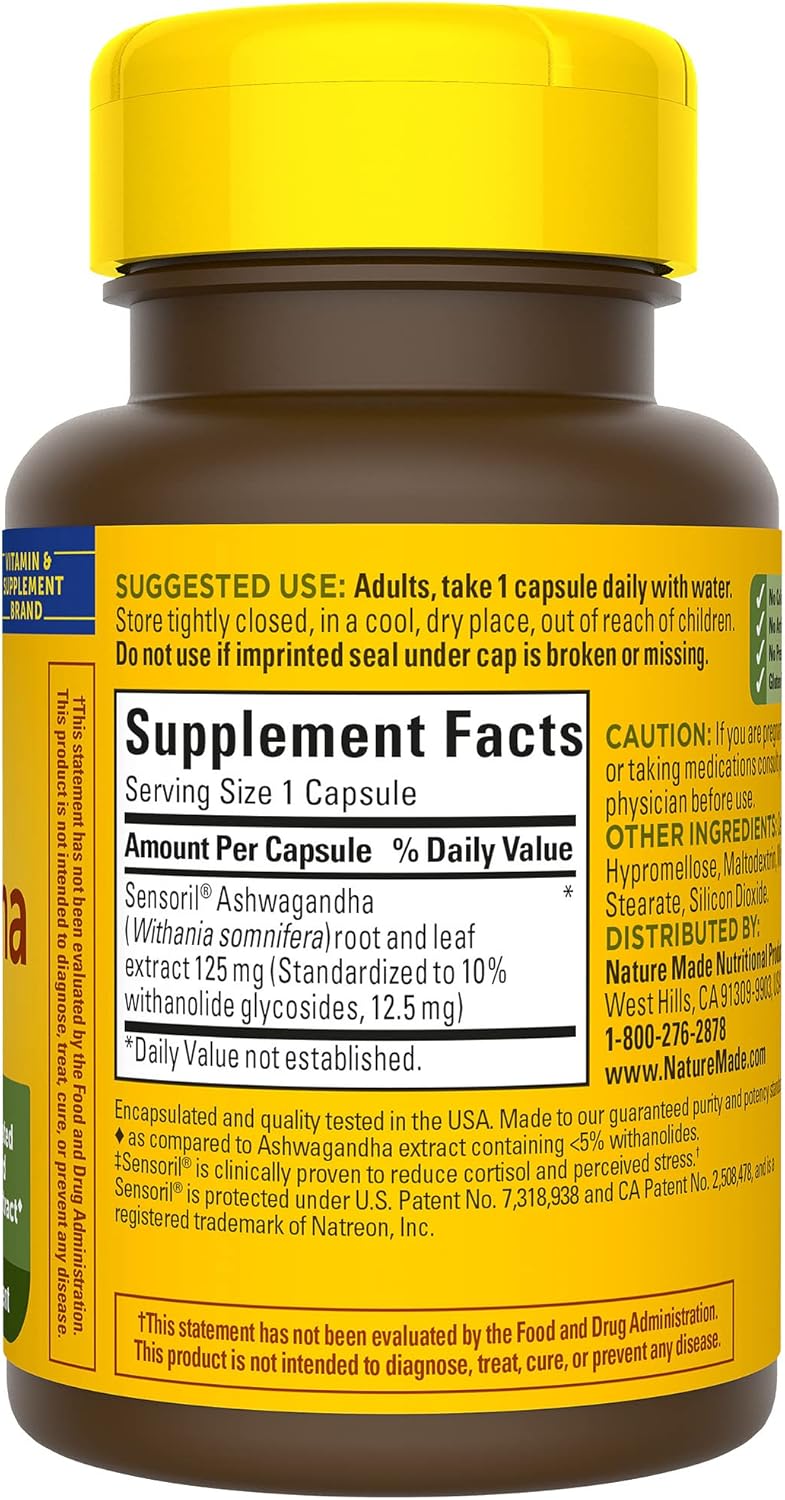 ASHWAGANDHA 125MG CAP 60CT NAT MADE