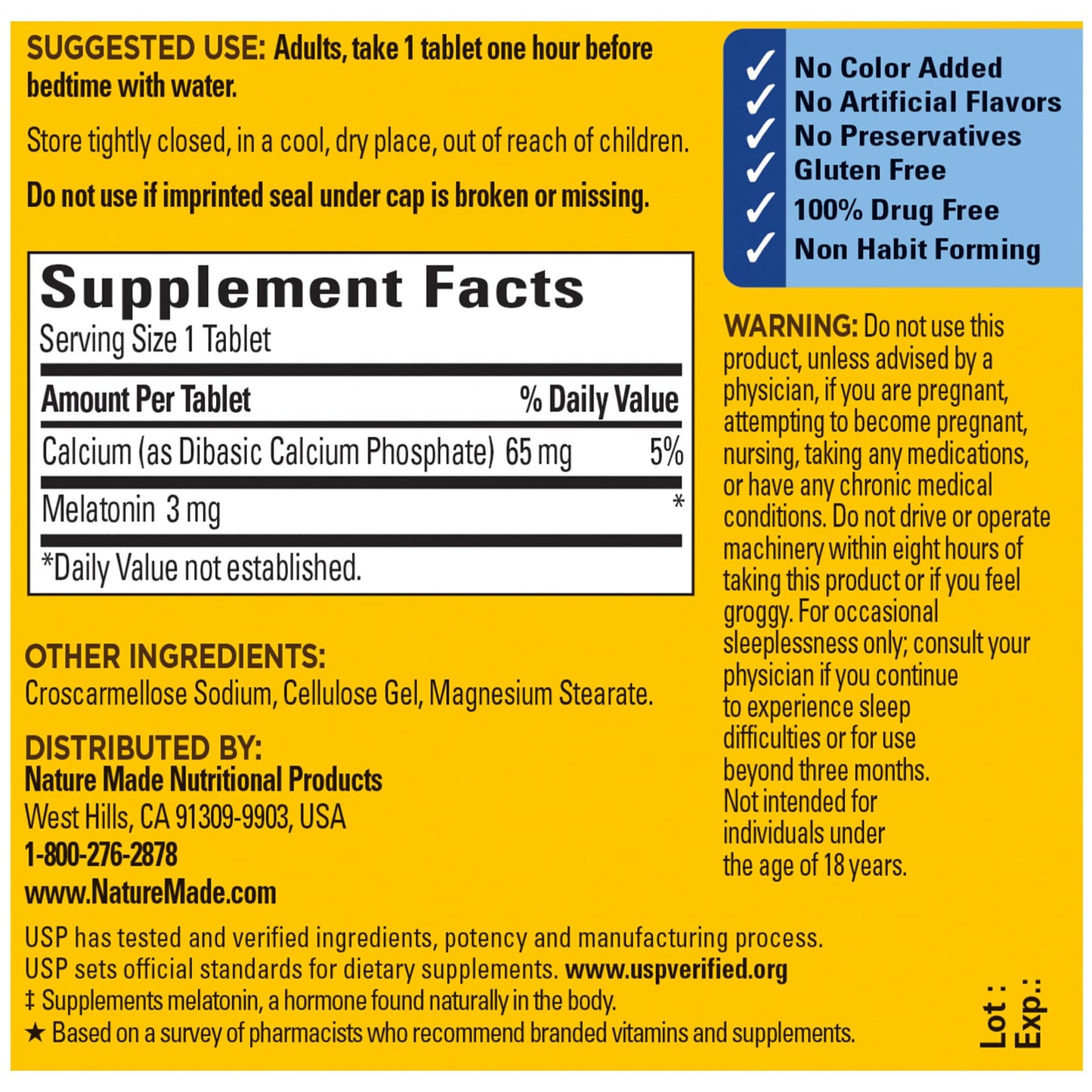 NAT B MELATONIN TB 3MG 60