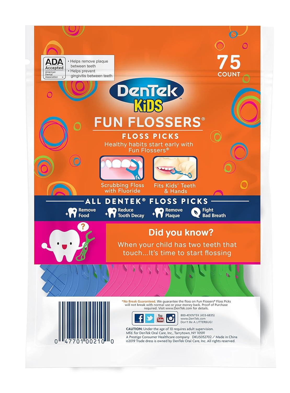 Dentek Kids Floss Picks Fun Flossers 90 Count