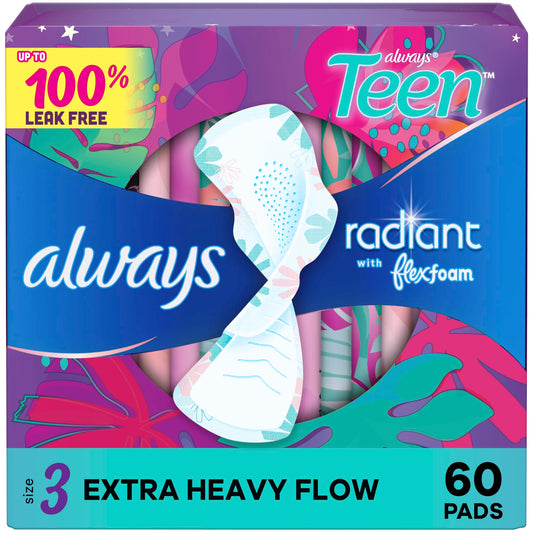 Always Pads Size 3 Teen Radiant 20 Count Extra Heavy