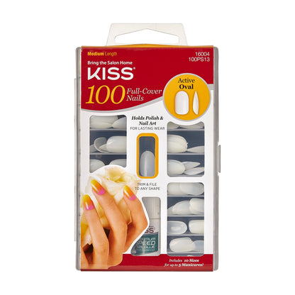 Kiss 100 Full Cover Nails Active Oval (Medium Length)