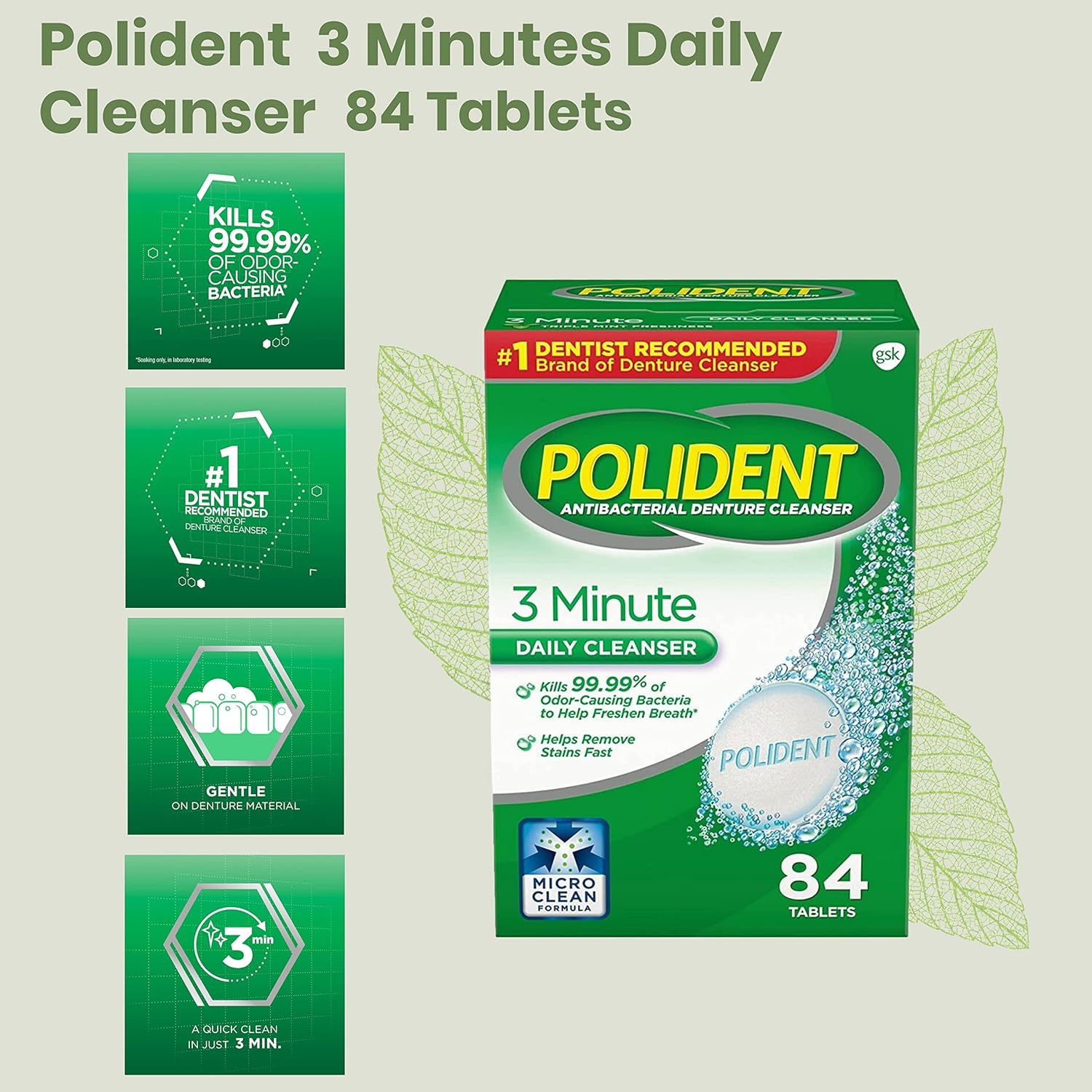 POLIDENT OVN WHTG TB 84 TRP/MNT
