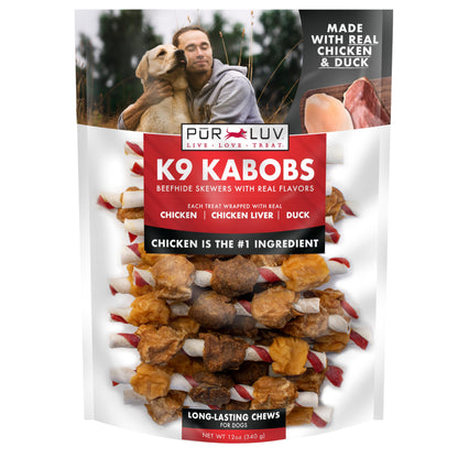 Paws Happy Life Rawhide Free Dog Chew Kabobs Wrapped with Real Chicken and Duck, 6 Count