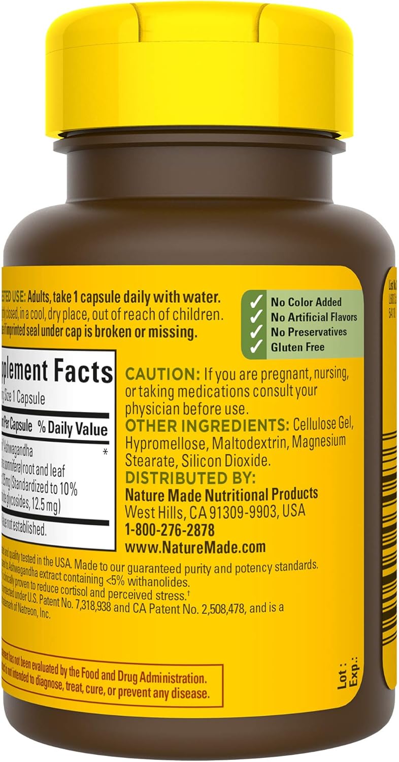 ASHWAGANDHA 125MG CAP 60CT NAT MADE