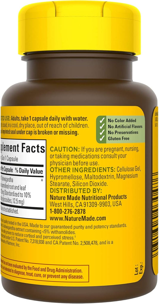 ASHWAGANDHA 125MG CAP 60CT NAT MADE