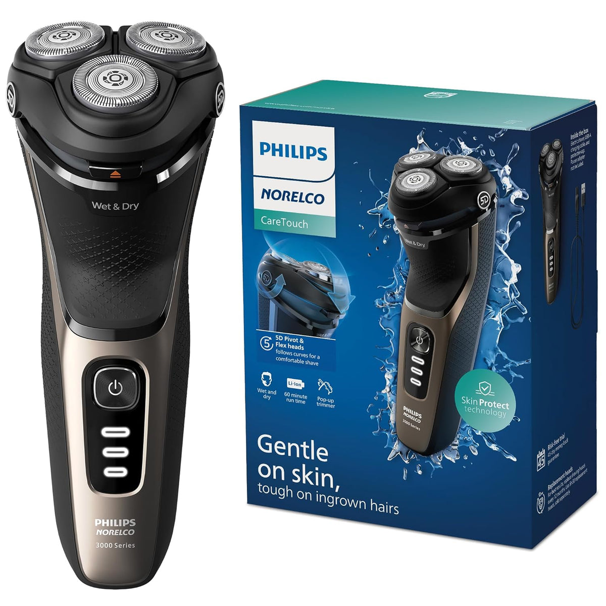 Philips Norelco Shaver 3600 + Travel Pouch Rechargeable