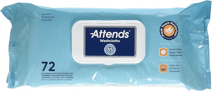 ATTENDS WASH CLOTH CONVENIENCE PAK 72CT