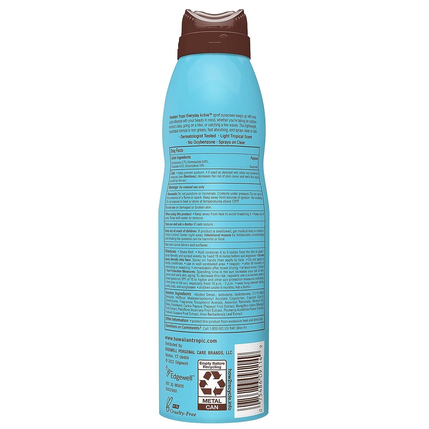 Hawaiian Tropic Spf#50 Every Day Active Sport Spray 6oz