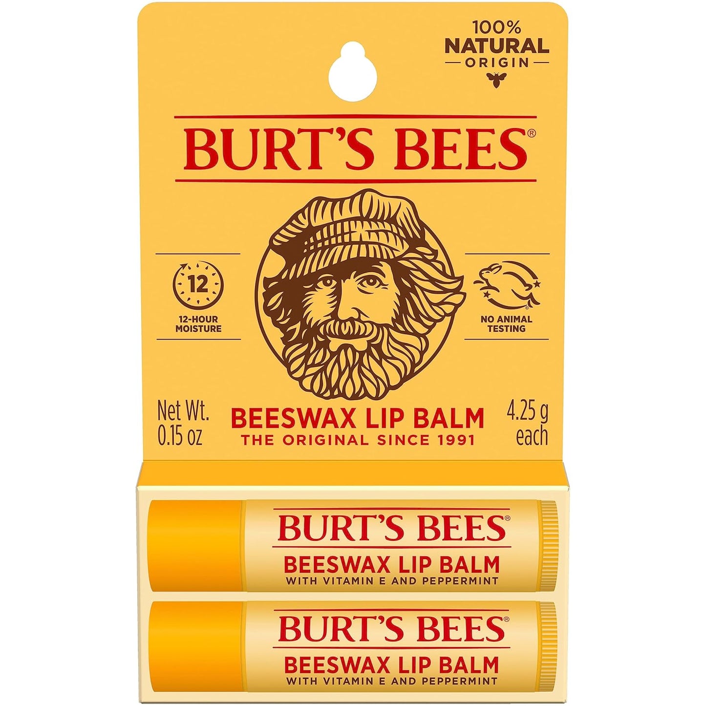 Burt's Bees Lip Balm - Beeswax, 2 count