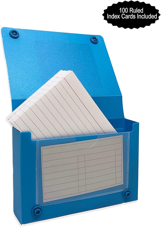 iScholar iQ Bold Index Card Tray with Assorted Colors, 150 Ruled Cards