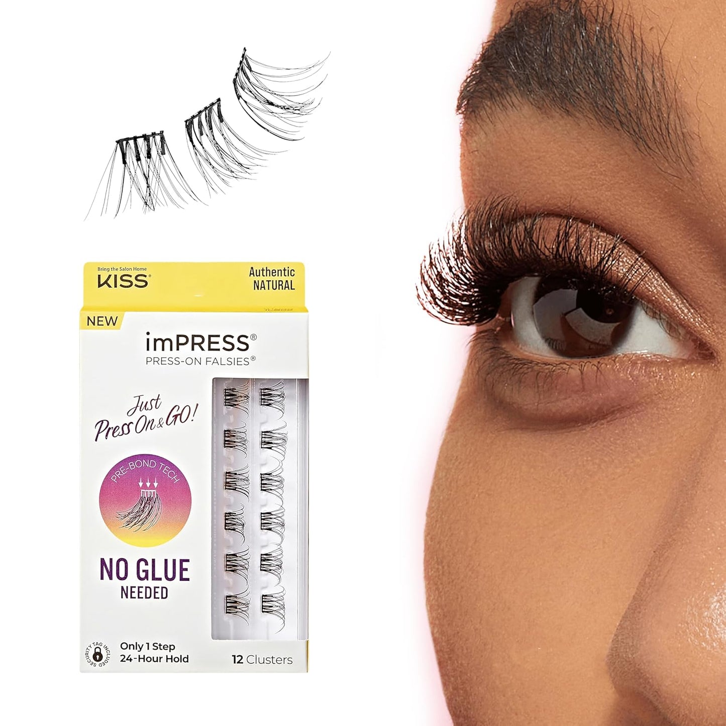 KISS imPRESS Falsies Individual Lashes With Mini Applicator - Authentic Natural, 12 count