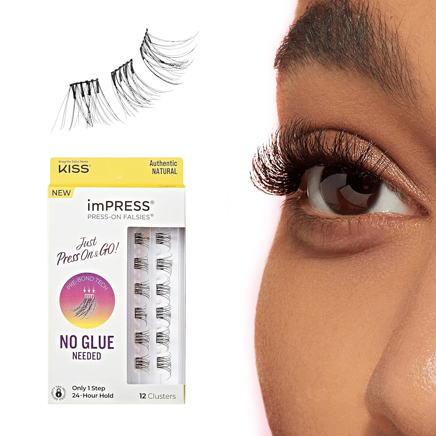 KISS imPRESS Falsies Individual Lashes With Mini Applicator - Authentic Natural, 12 count