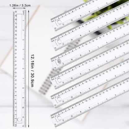 CLi Translucent Plastic Ruler with Double Bevel - Assorted, 12 Inches