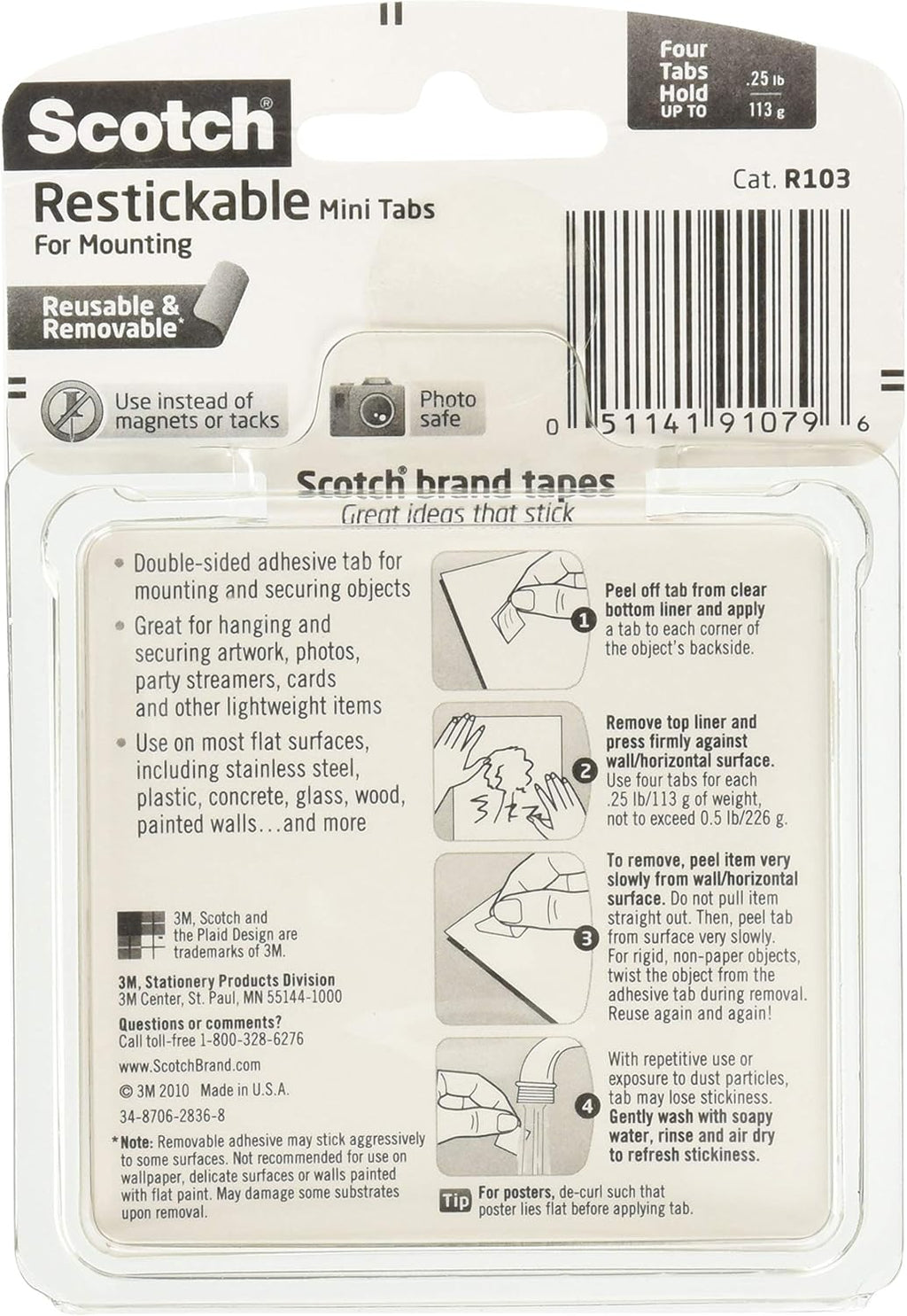 RESTICKABLE TABS 1 IN X 1 IN