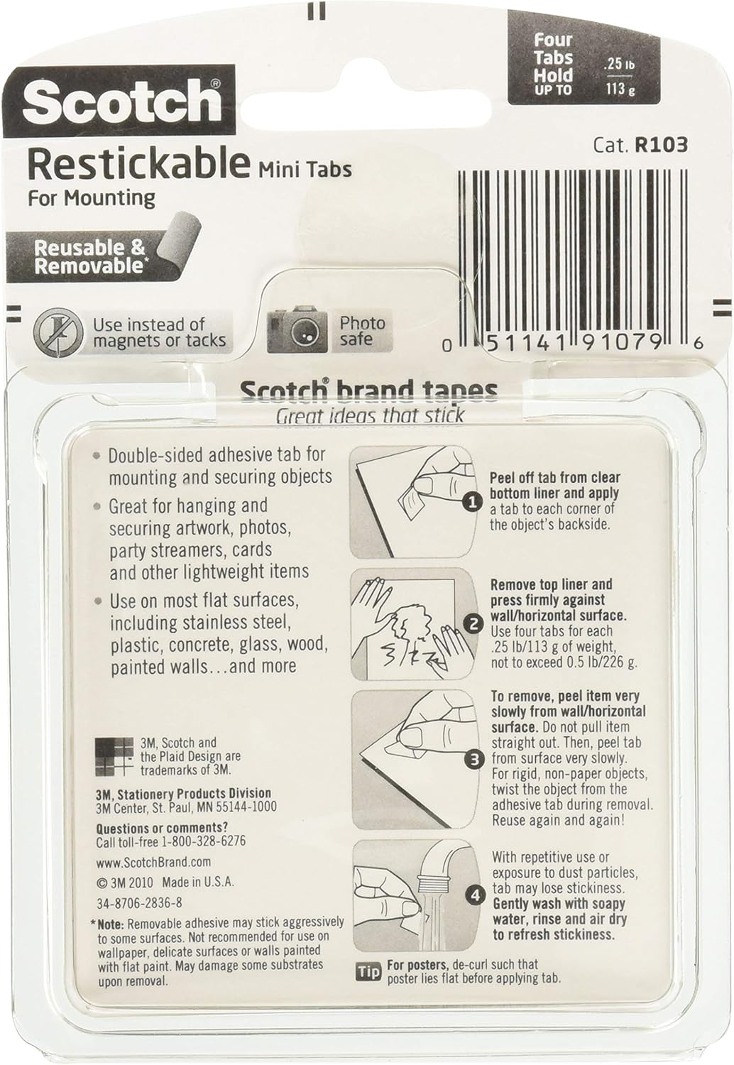 RESTICKABLE TABS 1 IN X 1 IN