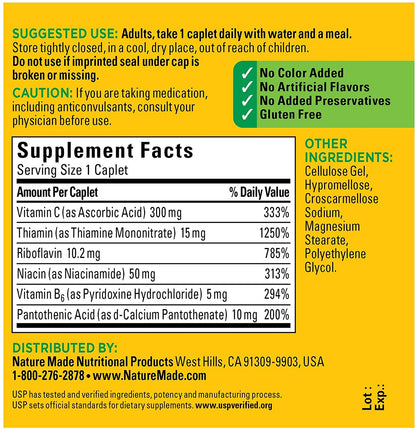 B COMPLEX W/VIT C CAPLET 100CT NAT MADE