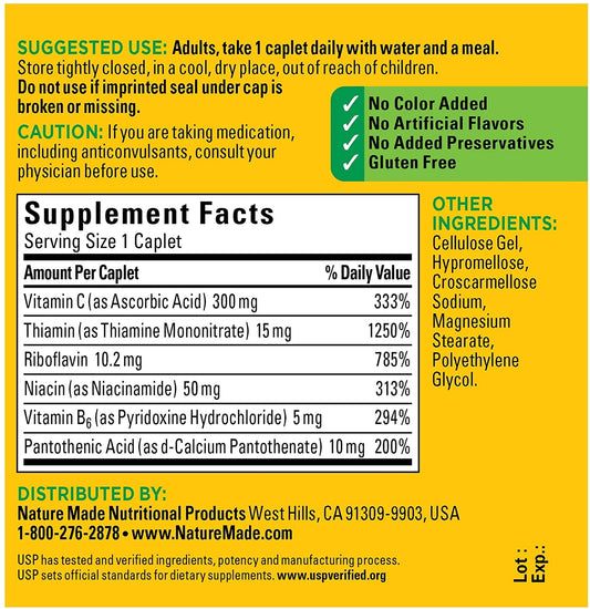 B COMPLEX W/VIT C CAPLET 100CT NAT MADE