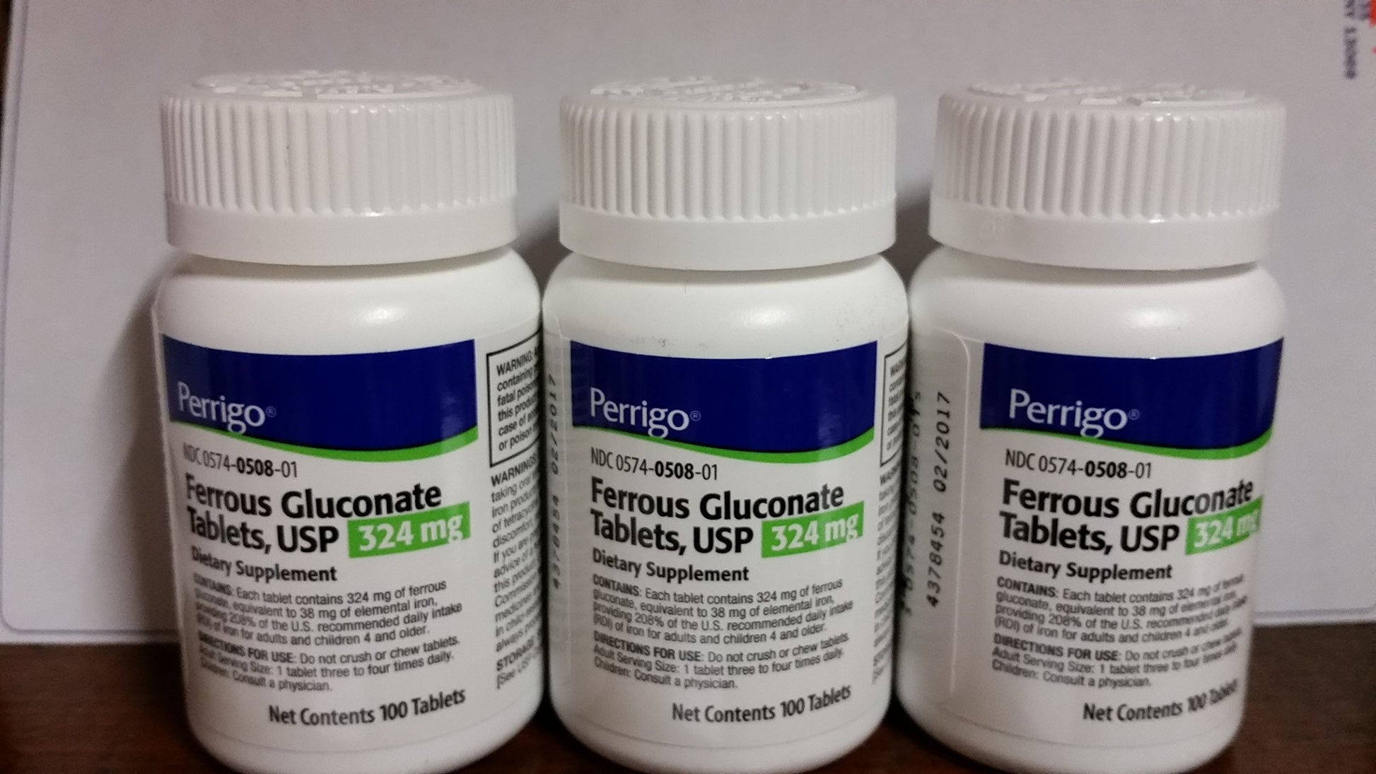FERROUS GLUC 324 MG TAB 100
