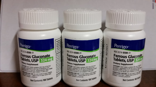 FERROUS GLUC 324 MG TAB 100