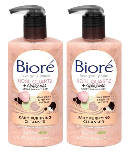 Biore Rose Quartz + Charcoal Cleanser Purify 6.77oz Pump