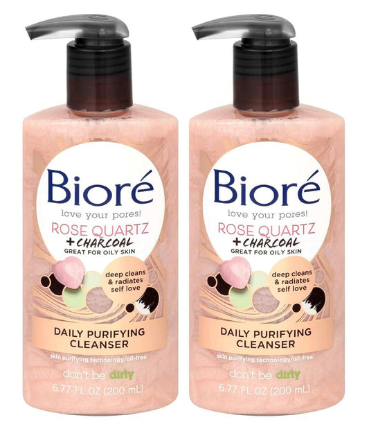 Biore Rose Quartz + Charcoal Cleanser Purify 6.77oz Pump