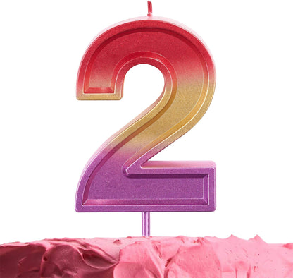 Unique Vibrant Rainbow Border Birthday Candle - Number 2