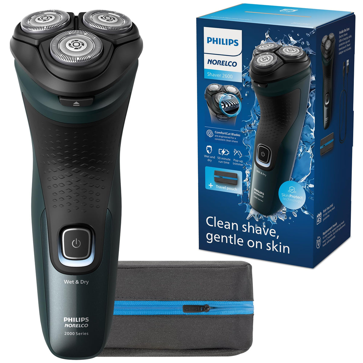 Philips Norelco Shaver 2600 + Travel Pouch Rechargeable