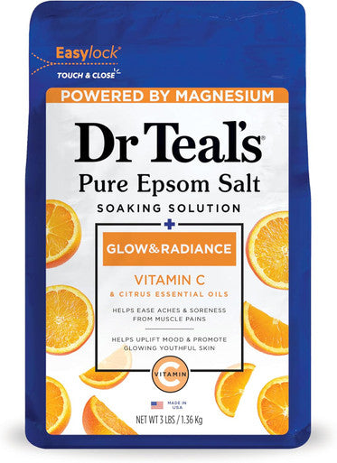 Dr Teals Epsom Salt Glow & Radiance Vitamin-C 3Lbs (4in)