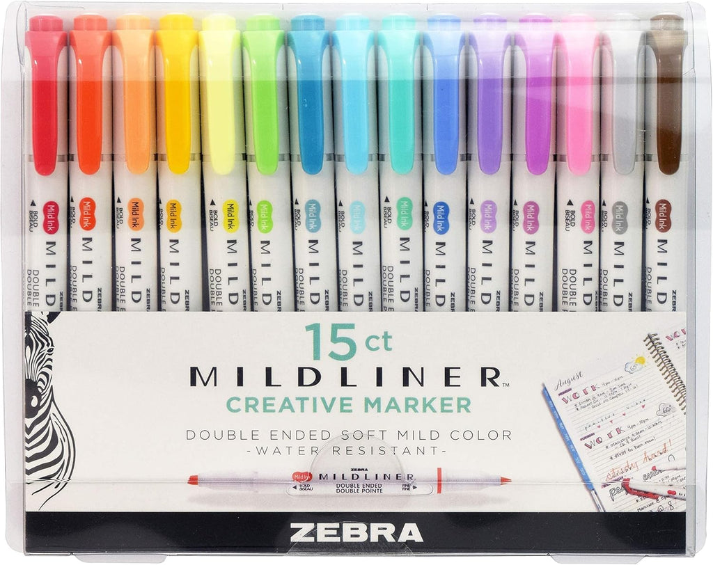 Zebra Midliner Double Ended Art & Stationary Markers - Assorted Neutrals, 10 pack
