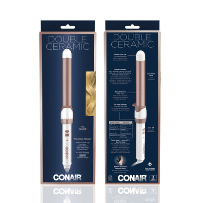 CONAIR Double Ceramic Tapered Curling Wand - Rose Gold, 3/4" to 1.25"