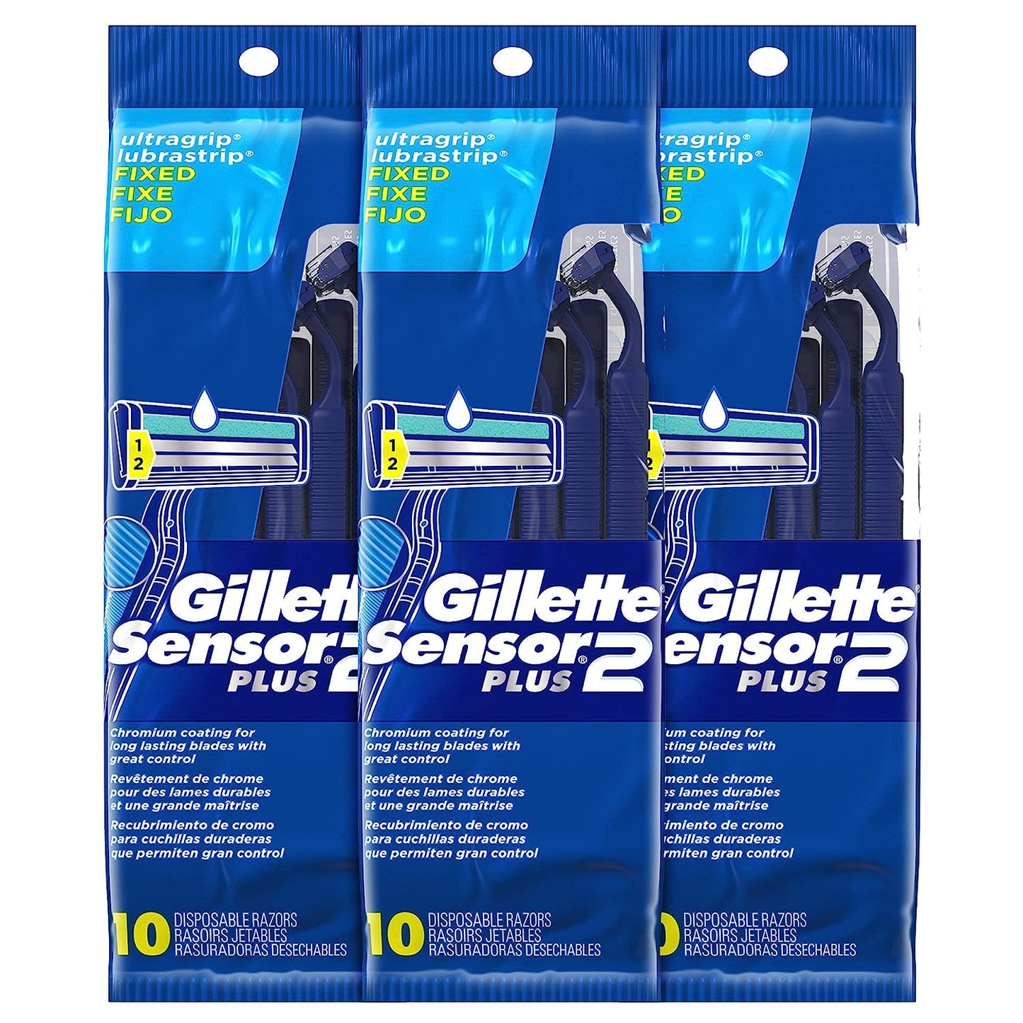 Gillette Mens Sensor Plus 2 Razor Disposable 10 Count
