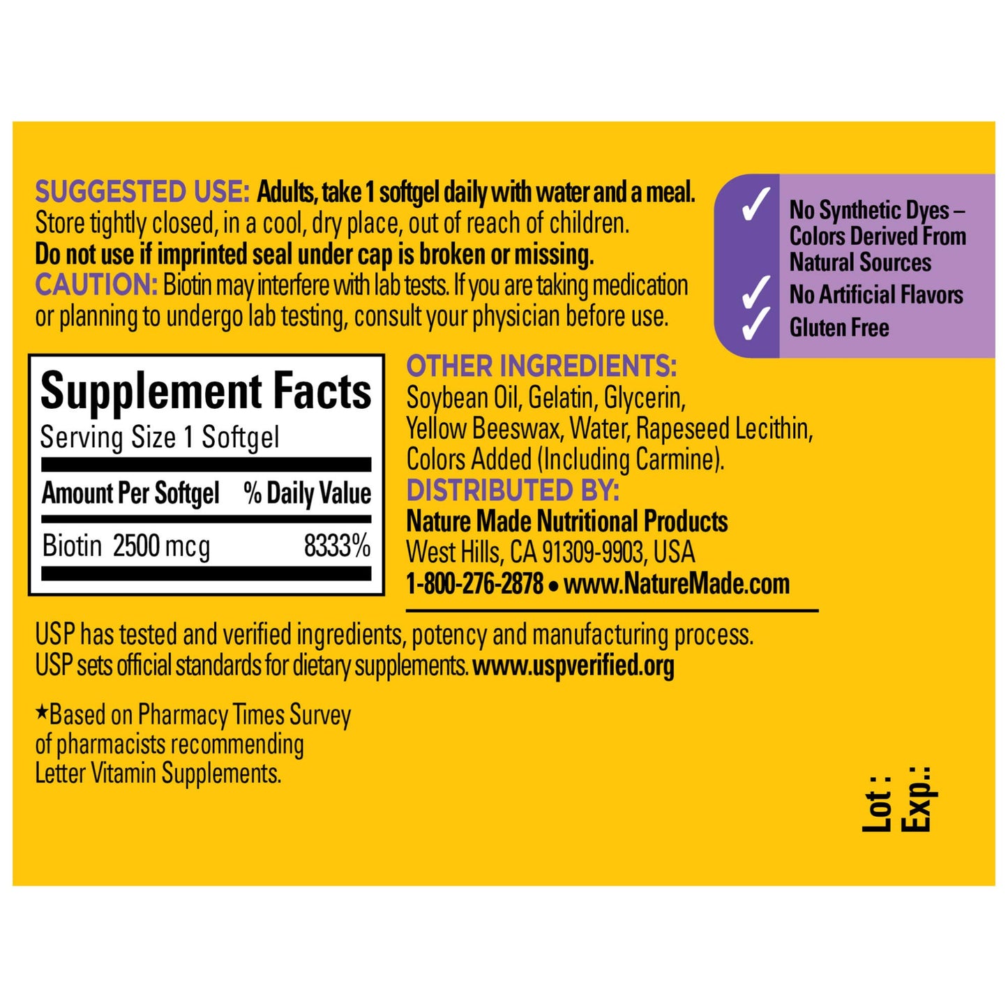 BIOTIN 2500MCG LIQUIGEL 90CT NAT MADE