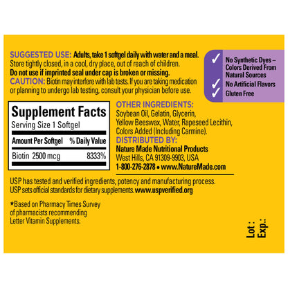 BIOTIN 2500MCG LIQUIGEL 90CT NAT MADE